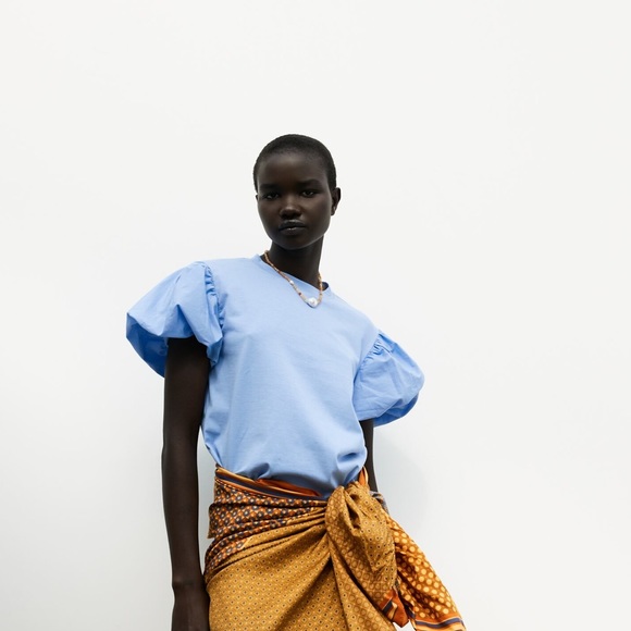 Zara Balloon Sleeve Top NWT - Picture 6 of 11